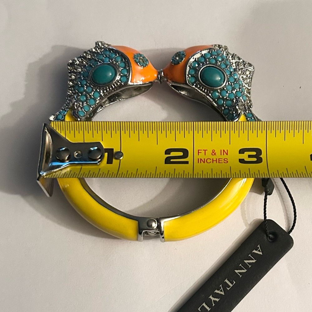 Ann Taylor Yellow & Turquoise Fish Head Hinged Bangle Bracelet - Picture 6 of 6